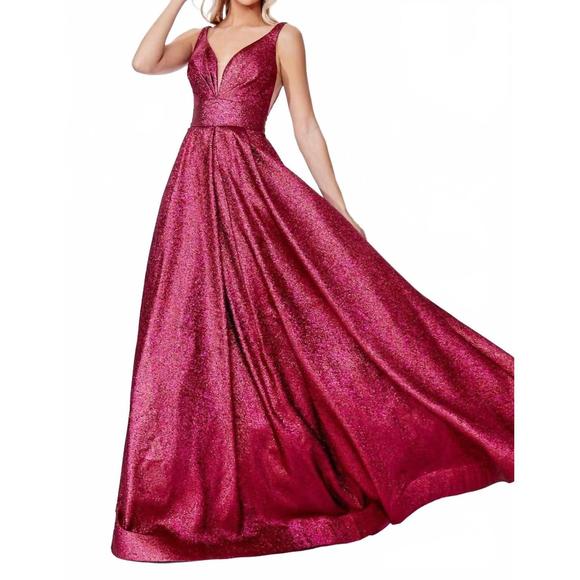 CINDERELLA DIVINE Dresses & Skirts - NEW CINDERELLA DIVINE pleated a-line metallic gown in magenta
